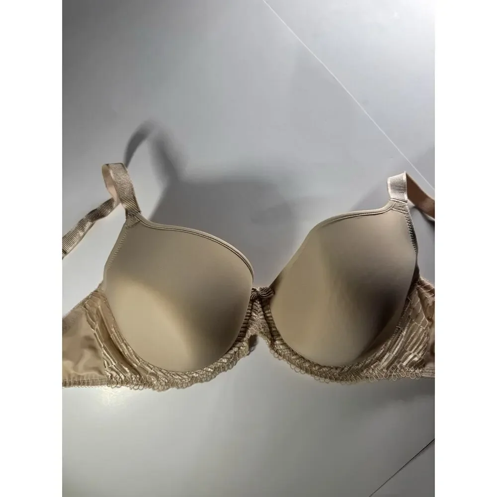 Wacoal Bra 853117 Size 38 DD Beige‎ Full Coverage Underwire Lace Trim Bow 38DDD